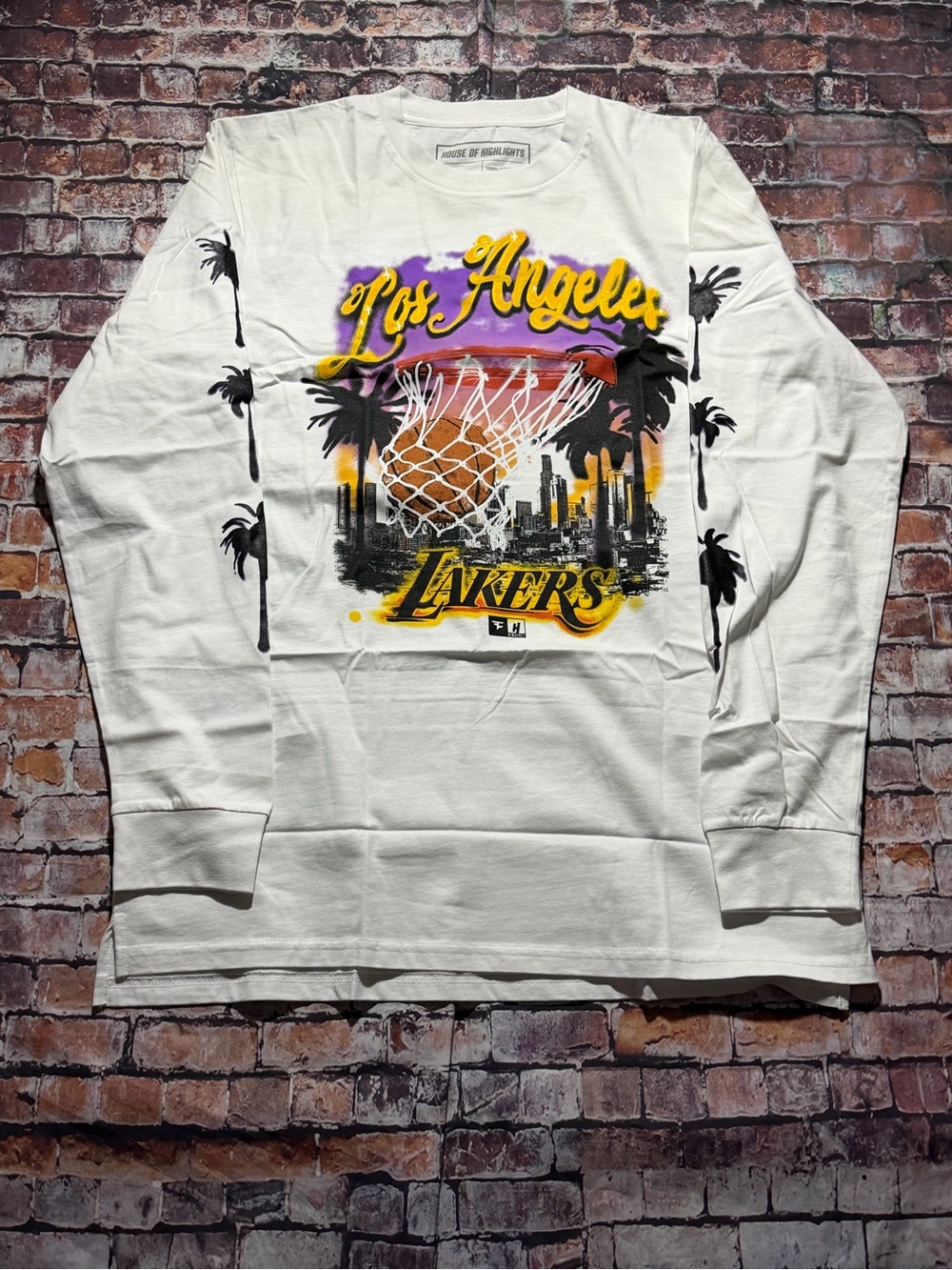 Los Angeles Lakers Graphic Long Sleeve Shirt - White